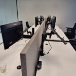 Akoestische bureauschermen gestoffeerd werkplek afscheiding en geluiddemping